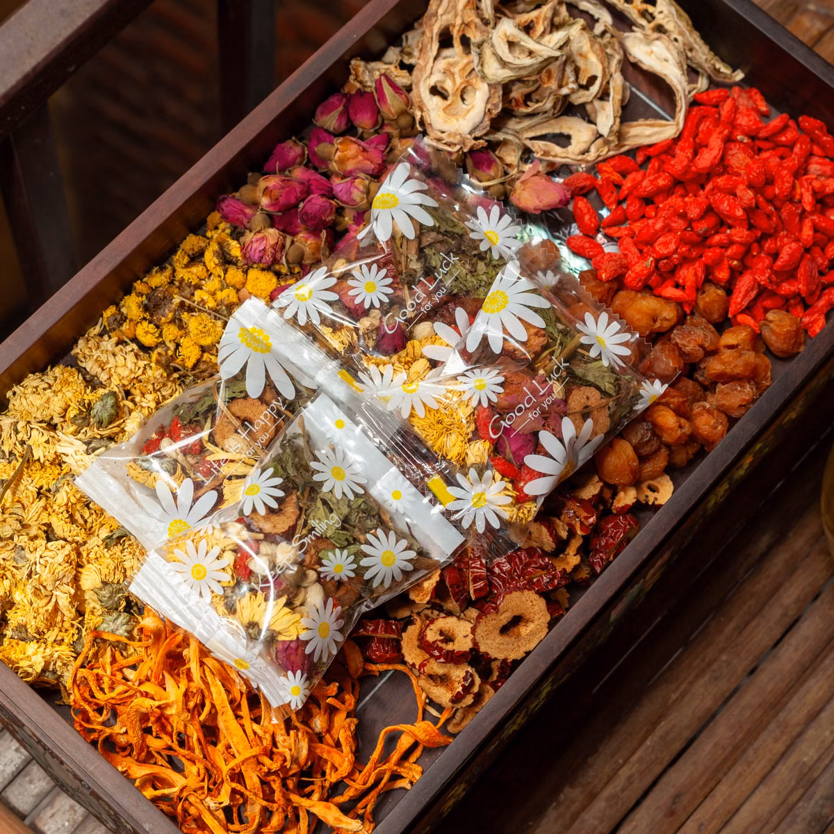 Chinese herbal materials for botanical tea