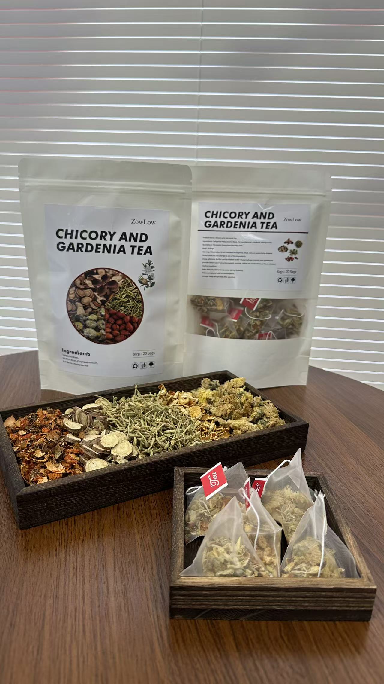 SereniTea Chicory and Gardenia Tea finished product pack